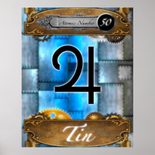 Póster Elemento de tabla periódica Número de tinte #50 Po