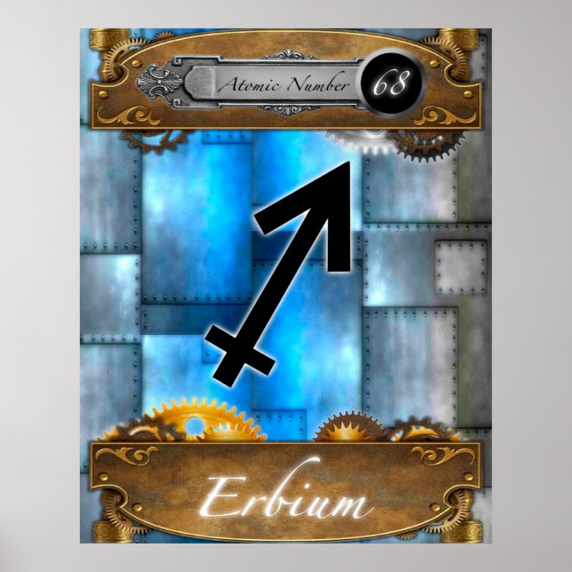 Póster Elemento periódico Erbium Número atómico #68 Poste (Frente)