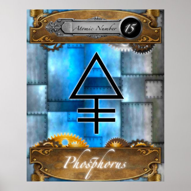 Póster Elemento periódico Fósforo Atómico #15 Poster (Frente)