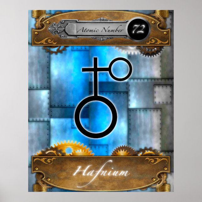 Póster Elemento periódico Hafnio Número atómico #72 Poste (Frente)