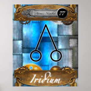 Póster Elemento periódico iridio Número atómico #77 Poste
