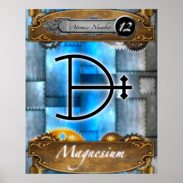 Póster Elemento periódico Magnesio Atómico #12 Poster (Frente)