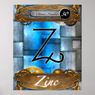 Póster Elemento periódico Número atómico de zinc #30 Post