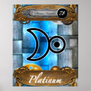 Póster Elemento periódico Número atómico platino #78 Post