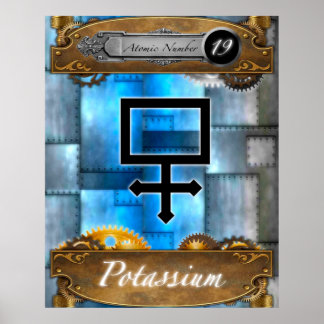 Póster Elemento periódico Potasio Atómico #19 Poster