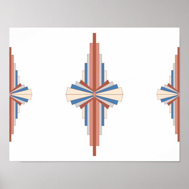 Póster Elementos Art Decó en oro rosa, marrón y azul (Frente)