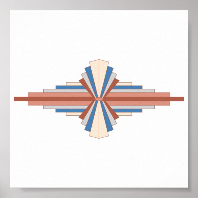 Póster Elementos Art Decó en oro rosa, marrón y azul (Frente)