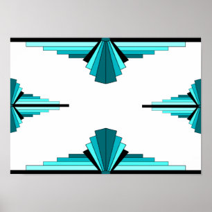 Póster Elementos Art Deco en Poster verde verde azulado