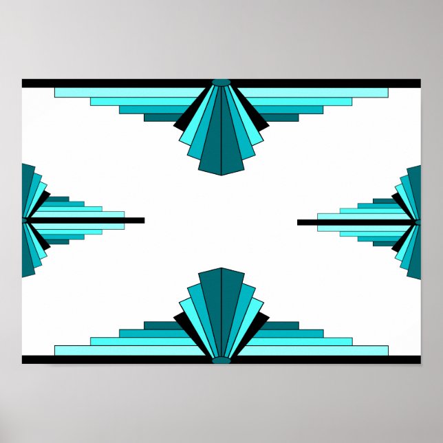 Póster Elementos Art Deco en Poster verde verde azulado (Frente)