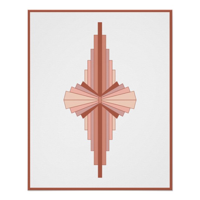 Póster Elementos Art Decó en una paleta de oro rosa (Anverso)
