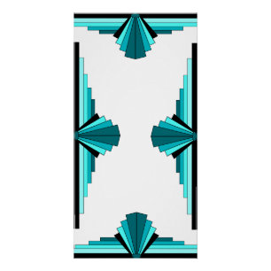 Póster Elementos Art Deco en verde verde azulado