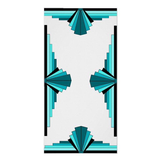 Póster Elementos Art Deco en verde verde azulado (Anverso)