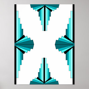 Póster Elementos Art Deco en verde verde azulado