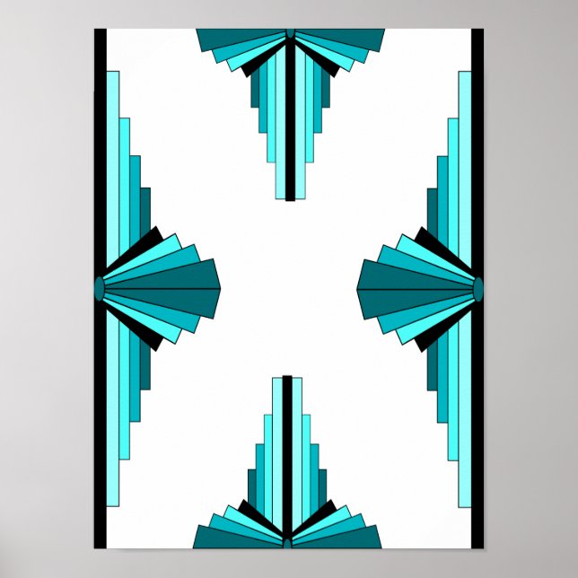 Póster Elementos Art Deco en verde verde azulado (Frente)