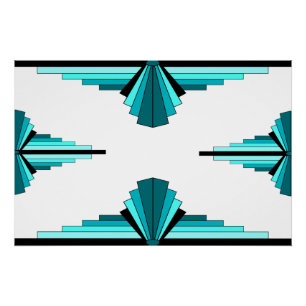Póster Elementos Art Deco en verde verde azulado