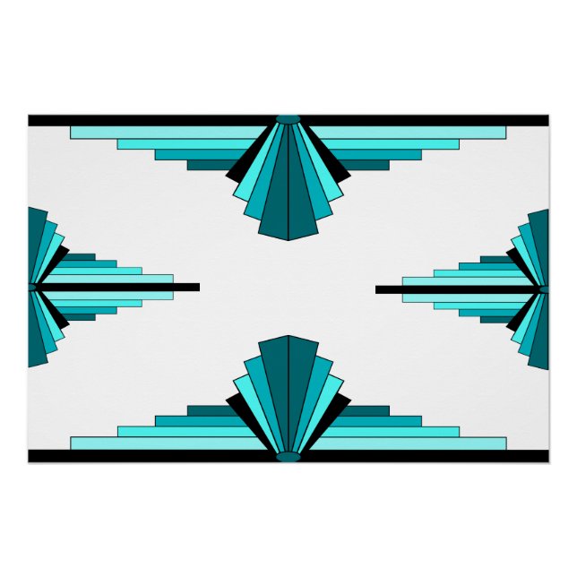 Póster Elementos Art Deco en verde verde azulado (Anverso)