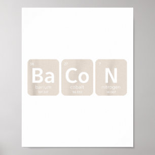 Póster Elementos De Bacon _ Gracioso Bbq, Parrillada De C