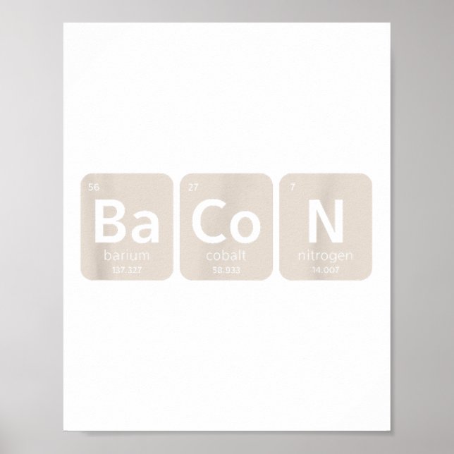Póster Elementos De Bacon _ Gracioso Bbq, Parrillada De C (Frente)