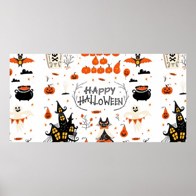 Póster Elementos de diseño de Halloween. Clases de Hallow (Frente)