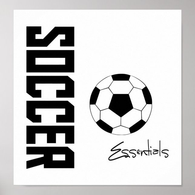 Póster Elementos esenciales de fútbol (negro) (Frente)