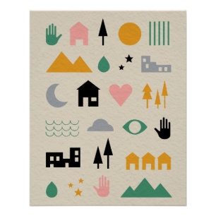 Póster Elementos minimalistas escandinavos de armonía