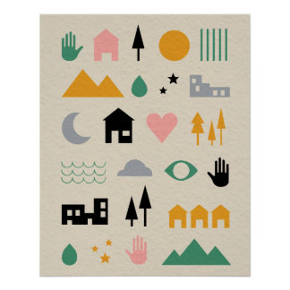 Póster Elementos minimalistas escandinavos de armonía