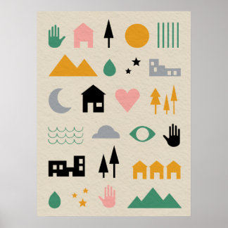 Póster Elementos minimalistas escandinavos de armonía