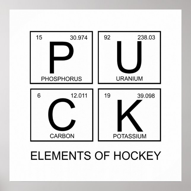 Póster Elementos PUCK De La Mesa Periódica De Hockey (Frente)
