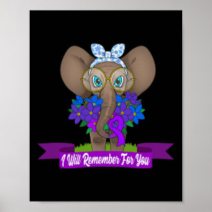 Póster Elephant Alzheimerheimer Awareness Gift Púrpura Ri