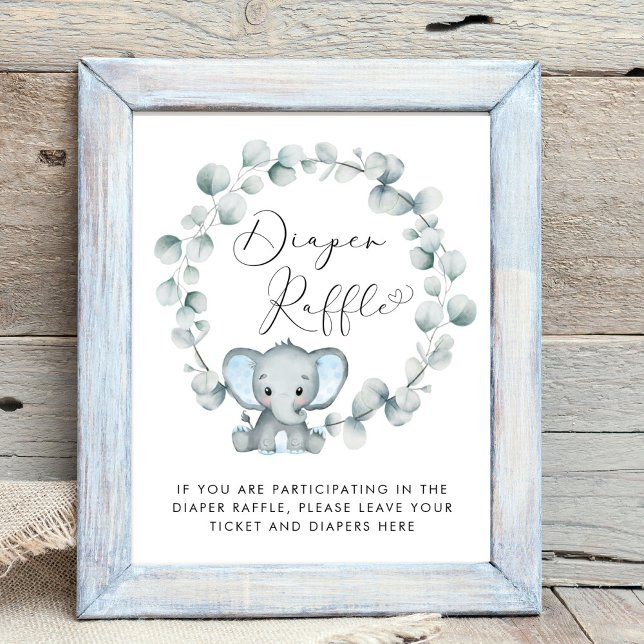 Póster Elephant Baby Boy Shower Diaper Raffle Drop (Subido por el creador)