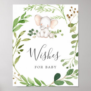 Póster Elephant Baby Shower Quiere Un Rótulo Infantil