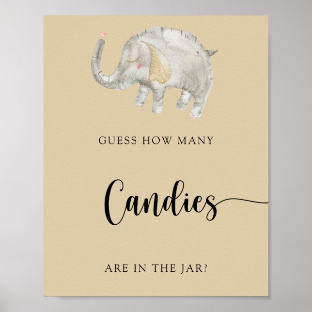 Póster Elephant Balloon - adivinen cuántos caramelos (Frente)