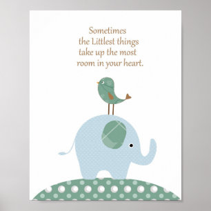 Póster Elephant bird nursery art