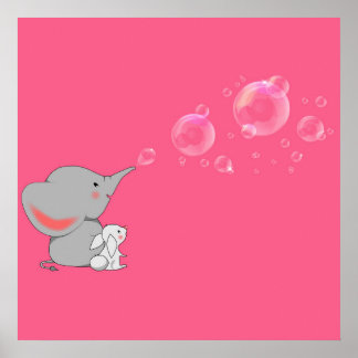 Póster Elephant blowing bobbles