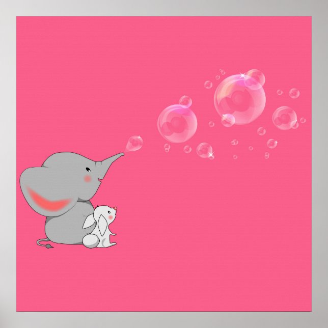 Póster Elephant blowing bobbles (Frente)