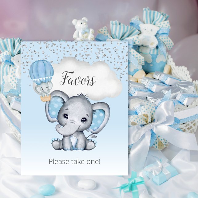 Póster Elephant Blue Balloon Baby Shower favorece el Rótu (Subido por el creador)