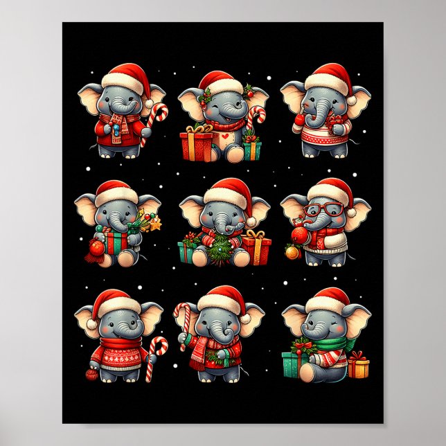 Póster Elephant Christmas Funny Elephant Lover Pajama Men (Frente)