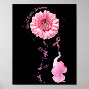 Póster Elephant Faith Hope Hope Love Mama Cancer Awarenes
