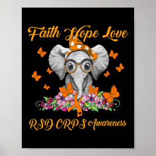 Póster Elephant Faith Hope Love Rsd Crps Conciencia