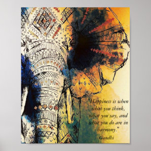 Póster Elephant Gandhi Quote Poster
