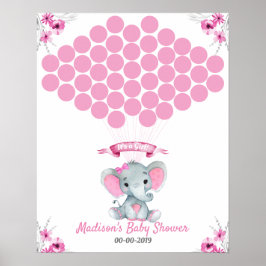 Póster Elephant Guest Book Page Alternative Rustic Pink