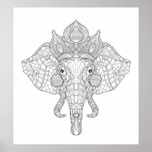 Póster Elephant Head Zendoodle 2
