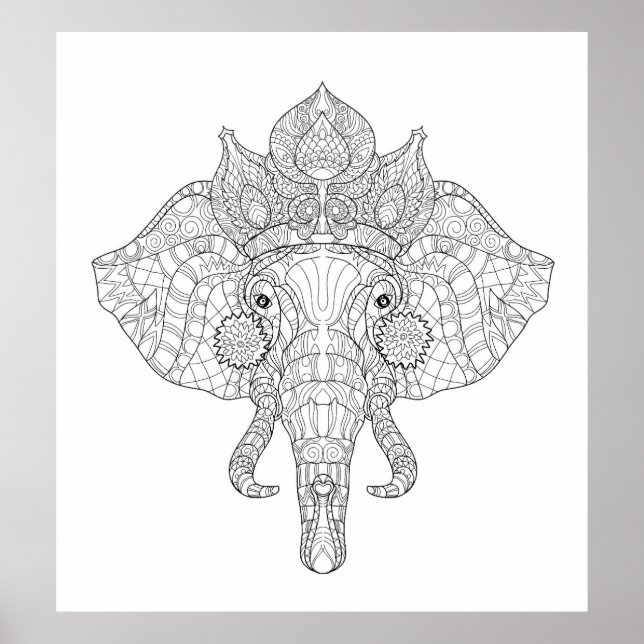 Póster Elephant Head Zendoodle 2 (Frente)