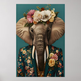 Póster Elephant In Suit Poster, Elephant Portrait