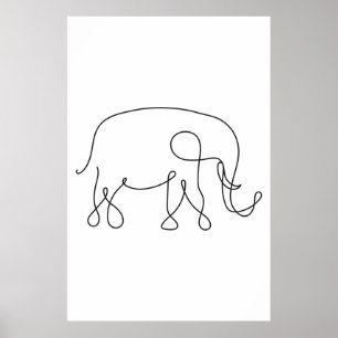 Póster Elephant Line Art