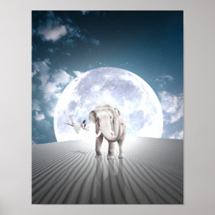 Póster Elephant Moon Fantasy Chica Poster