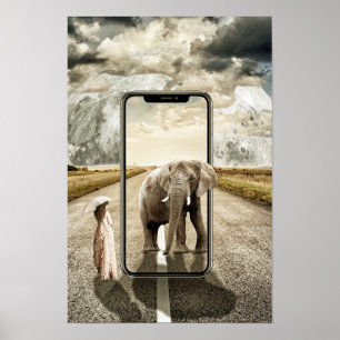 Póster Elephant Moon Fantasy Girl Poster