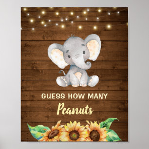Póster Elephant Rustic Sunflower adivina cuántos cacahuet