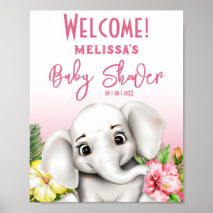 Póster Elephant Safari Tropical Jungle Baby Shower