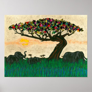 Póster Elephants on the Planes of Africa